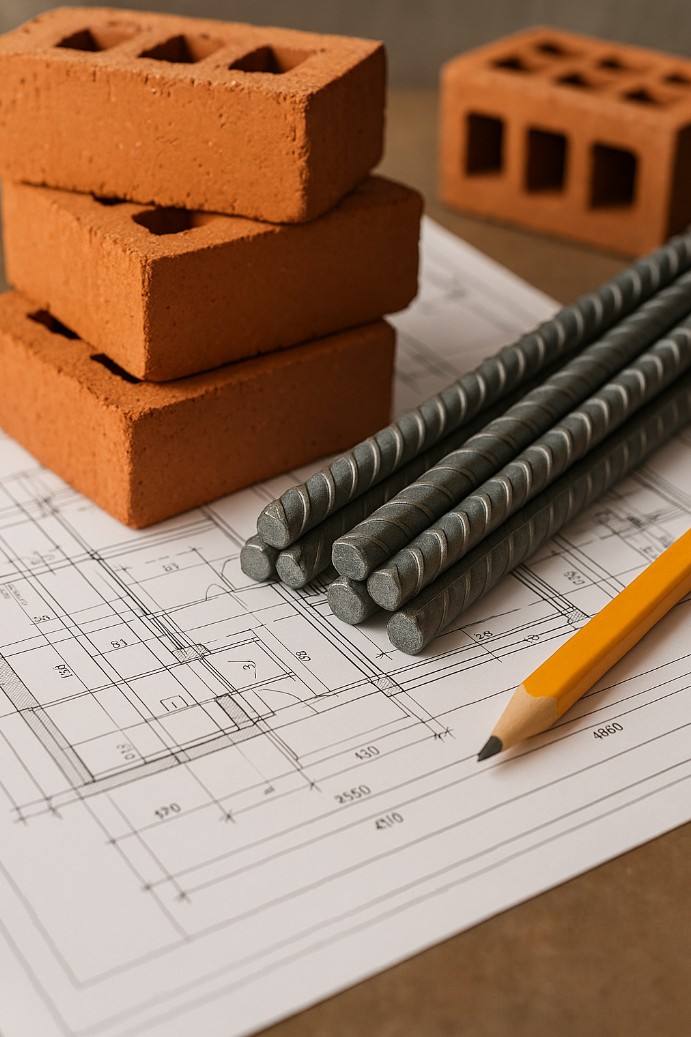Muestra de materiales de construcción certificados y de alta calidad usados por Edificar 360